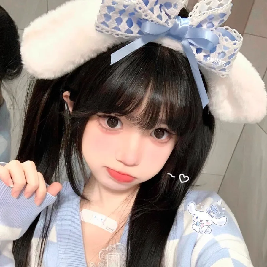 Kawaii Series Plush Headband Kuromi My Melody Cinnamoroll Dog Anime Cute Cartoon Plush Ear Headband Hair Accessories Gift