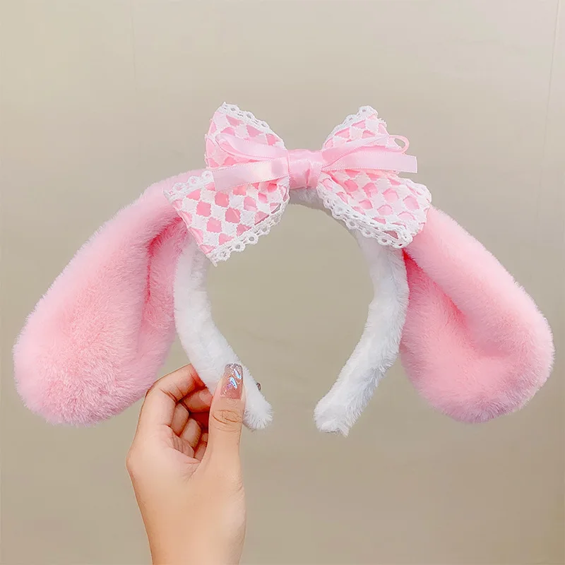 Kawaii Series Plush Headband Kuromi My Melody Cinnamoroll Dog Anime Cute Cartoon Plush Ear Headband Hair Accessories Gift