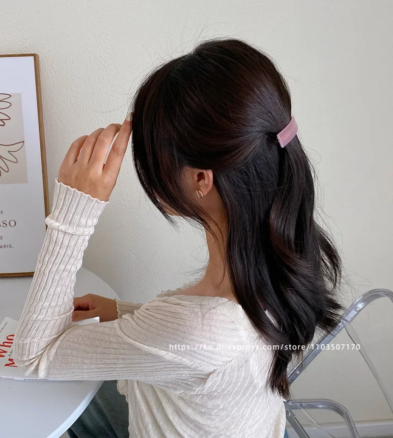 Elegant Princess Head ~ South Korea France a word clip spring clip, French side clip fringe ponytail clip half hairpin