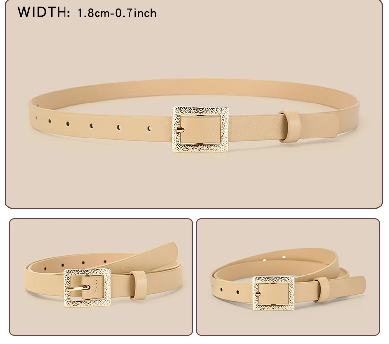 5pcs PU Leather Belts For Women Skinny Waist Belts With Metal Buckle Solid Color Simple Pin Buckle Thin Belt For Jeans Dresses