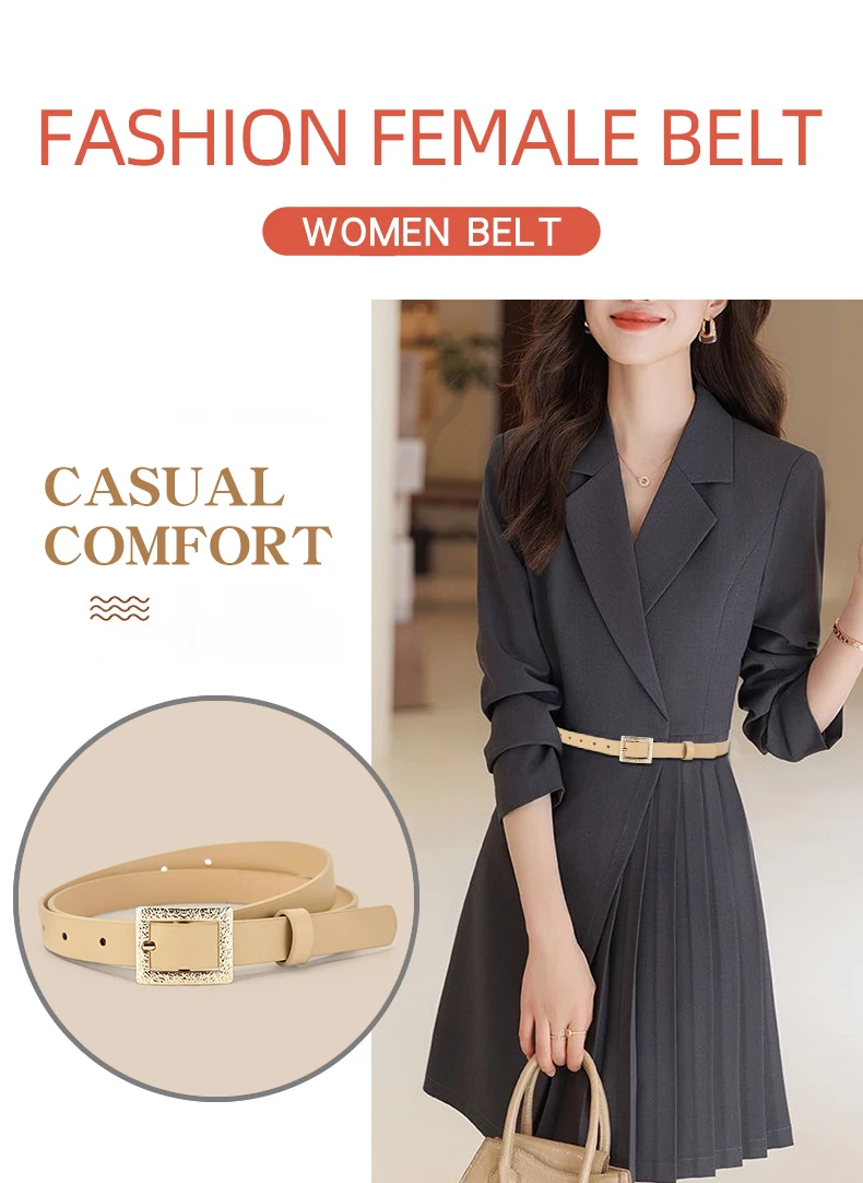 5pcs PU Leather Belts For Women Skinny Waist Belts With Metal Buckle Solid Color Simple Pin Buckle Thin Belt For Jeans Dresses