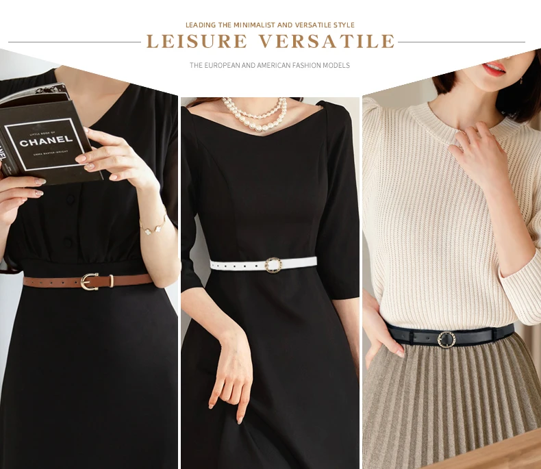 5pcs PU Leather Belts For Women Skinny Waist Belts With Metal Buckle Solid Color Simple Pin Buckle Thin Belt For Jeans Dresses