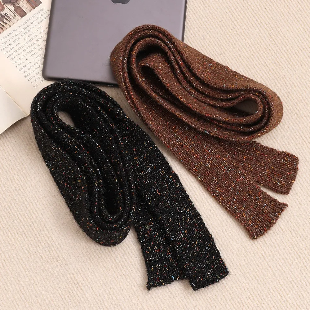 Striped Plush Scarf Women's Niche Design Sense Spice Girl Versatile Decoration Korean Version Thin and Narrow Long Scarf