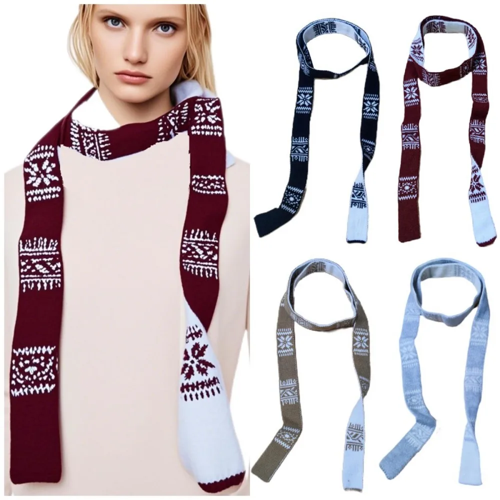 Striped Plush Scarf Women's Niche Design Sense Spice Girl Versatile Decoration Korean Version Thin and Narrow Long Scarf