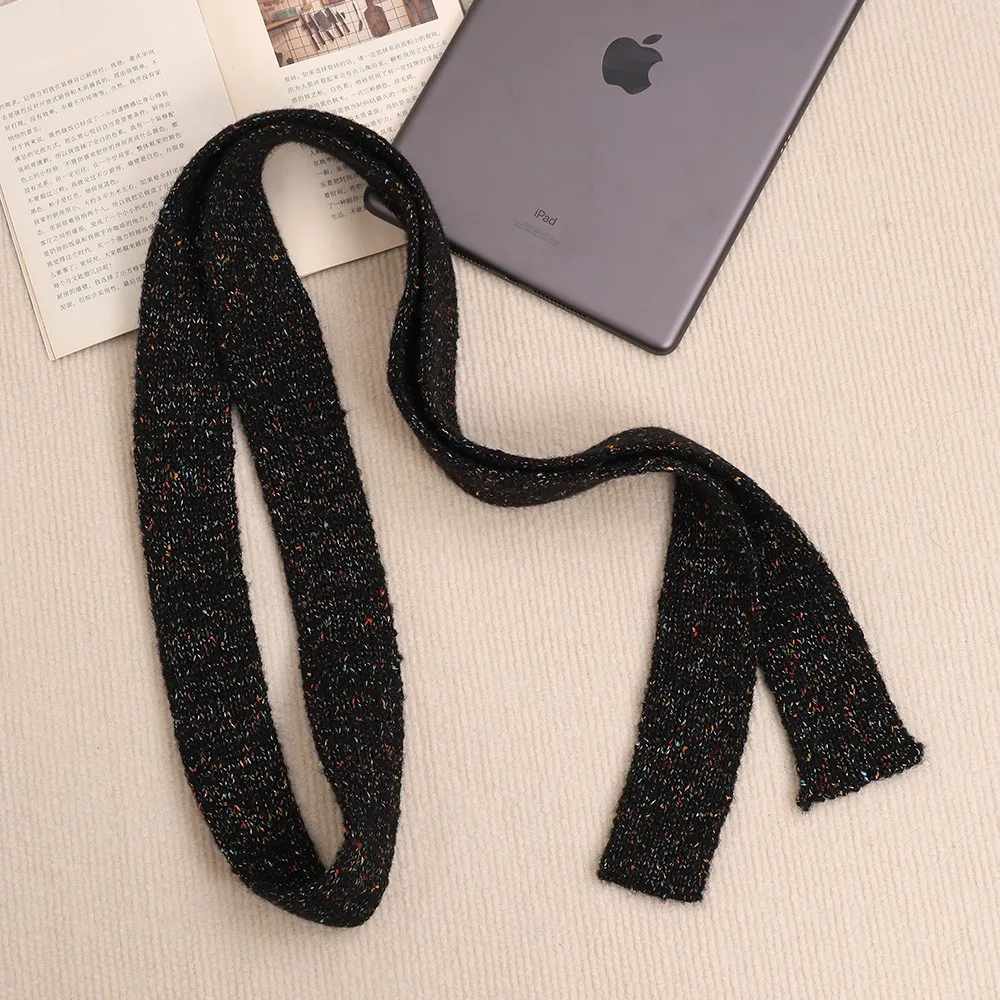 Striped Plush Scarf Women's Niche Design Sense Spice Girl Versatile Decoration Korean Version Thin and Narrow Long Scarf