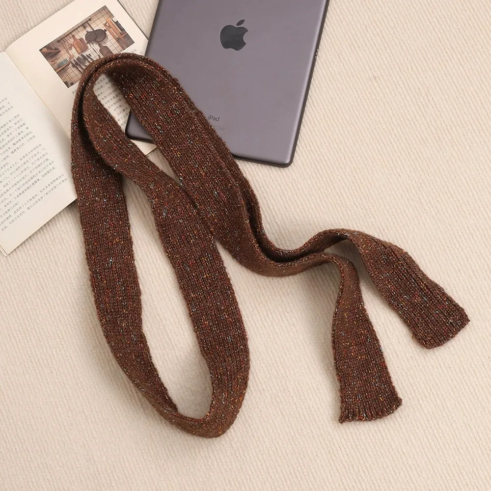 Striped Plush Scarf Women's Niche Design Sense Spice Girl Versatile Decoration Korean Version Thin and Narrow Long Scarf