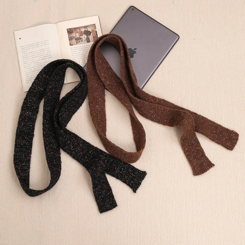 Striped Plush Scarf Women's Niche Design Sense Spice Girl Versatile Decoration Korean Version Thin and Narrow Long Scarf