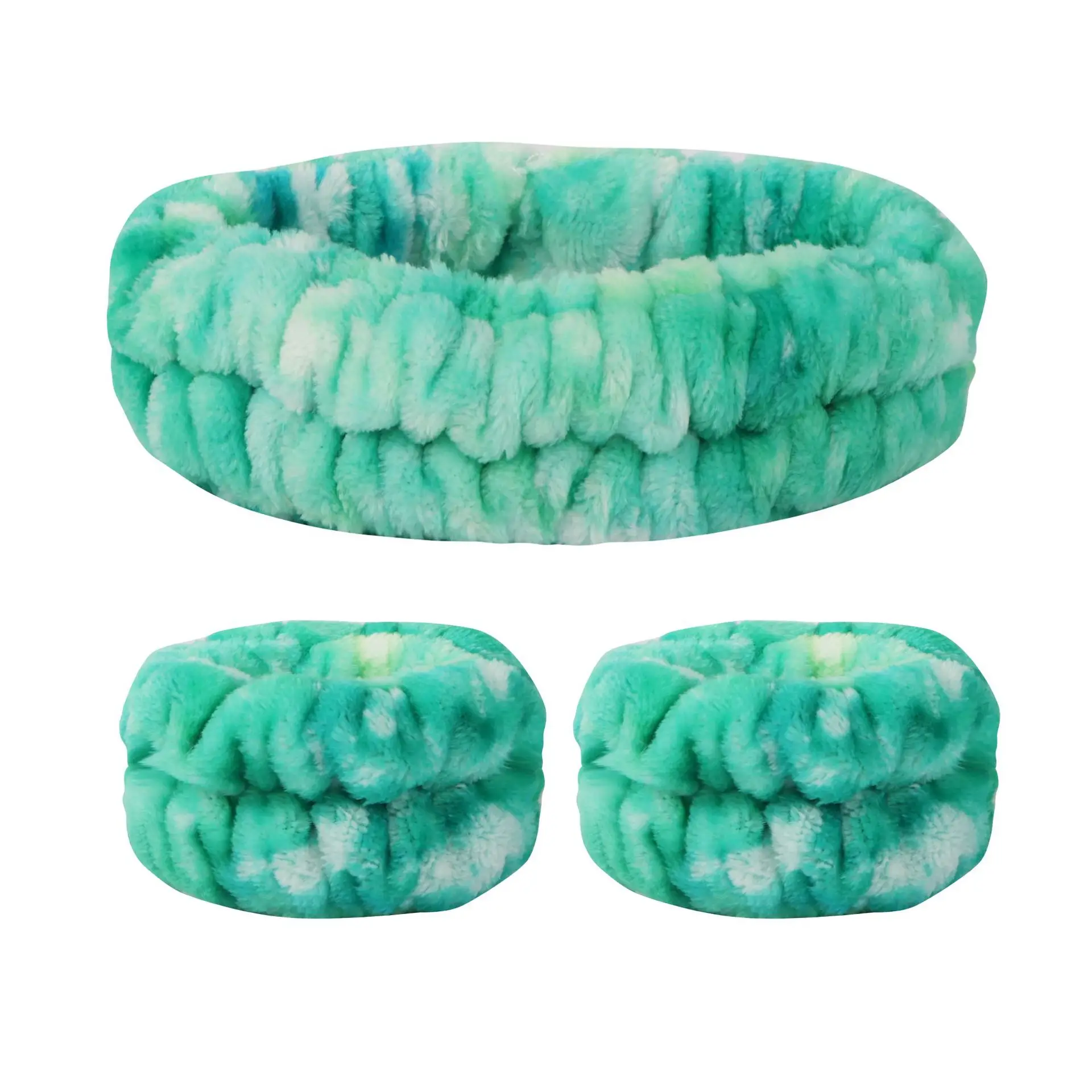 Velvet soft elastic headband face washing and makeup headband hair tie face washing waterproof wrist strap and heanband set
