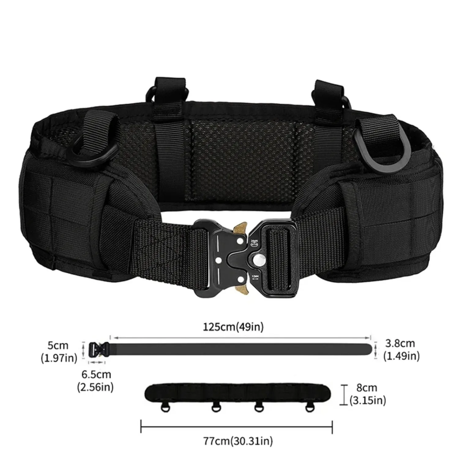Tactical Battle Combat Air-soft Padded Equipment Molle Waist Belt with Adjustable Suspenders Free Straps