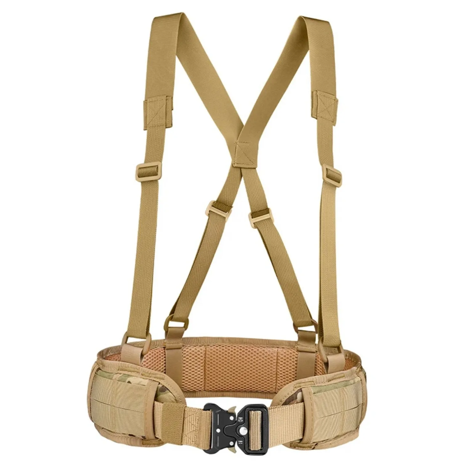 Tactical Battle Combat Air-soft Padded Equipment Molle Waist Belt with Adjustable Suspenders Free Straps