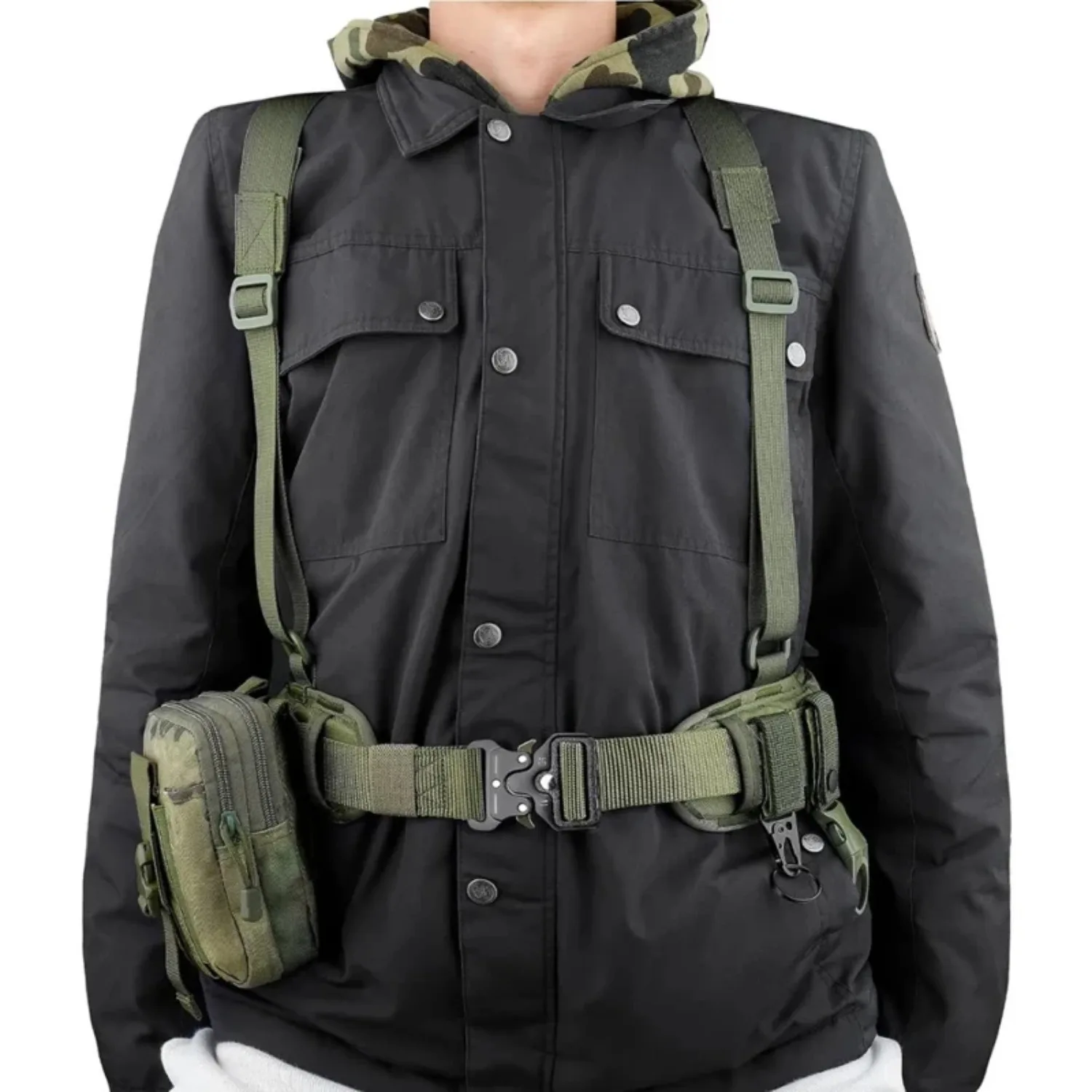 Tactical Battle Combat Air-soft Padded Equipment Molle Waist Belt with Adjustable Suspenders Free Straps