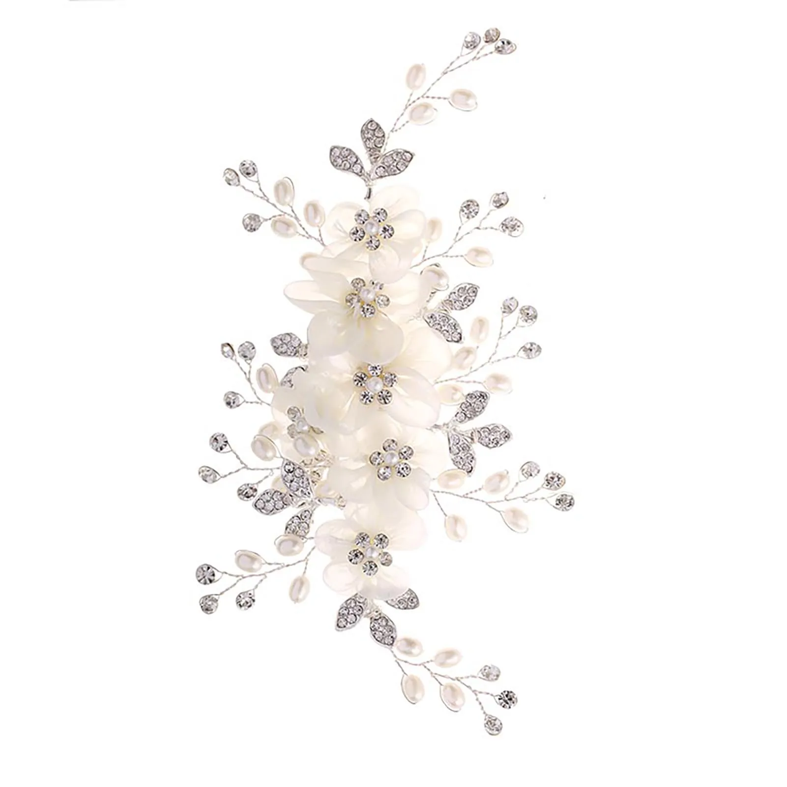 Korean Style Floral Hair Comb Water Diamond Silk Flower Elegant Hairpin For Women Girls Wedding Metal Jewelry Hair Accessories