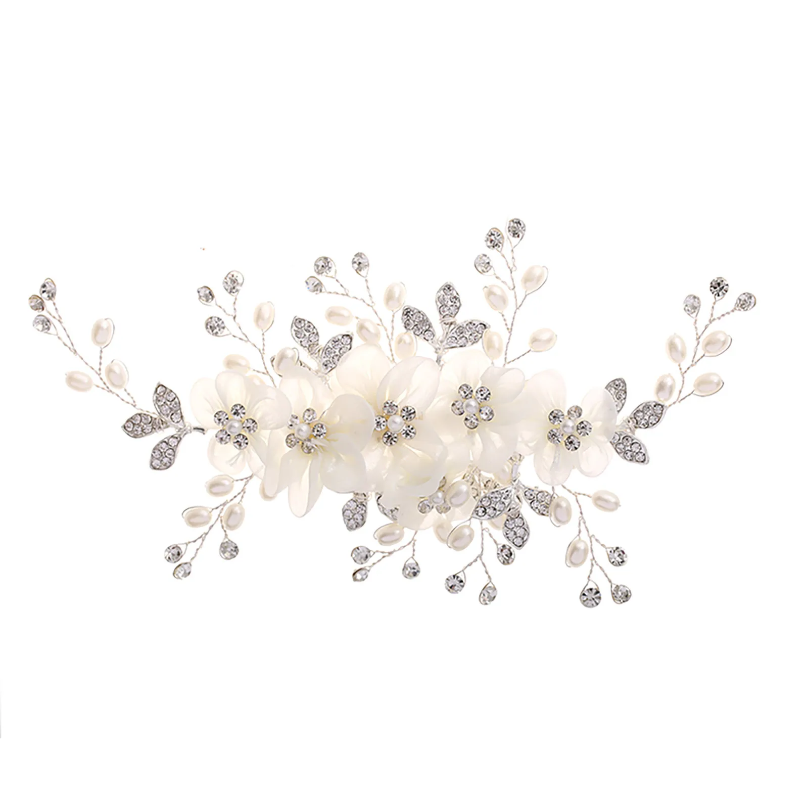 Korean Style Floral Hair Comb Water Diamond Silk Flower Elegant Hairpin For Women Girls Wedding Metal Jewelry Hair Accessories