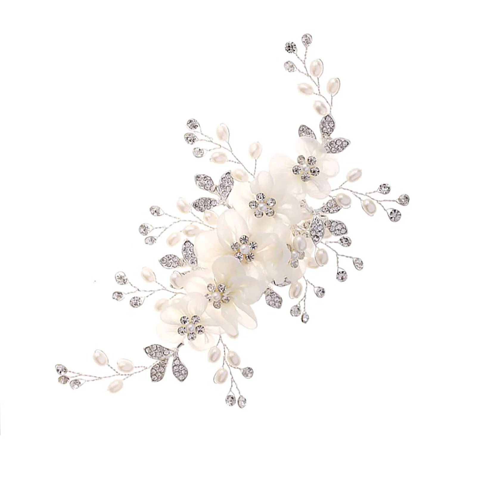 Korean Style Floral Hair Comb Water Diamond Silk Flower Elegant Hairpin For Women Girls Wedding Metal Jewelry Hair Accessories