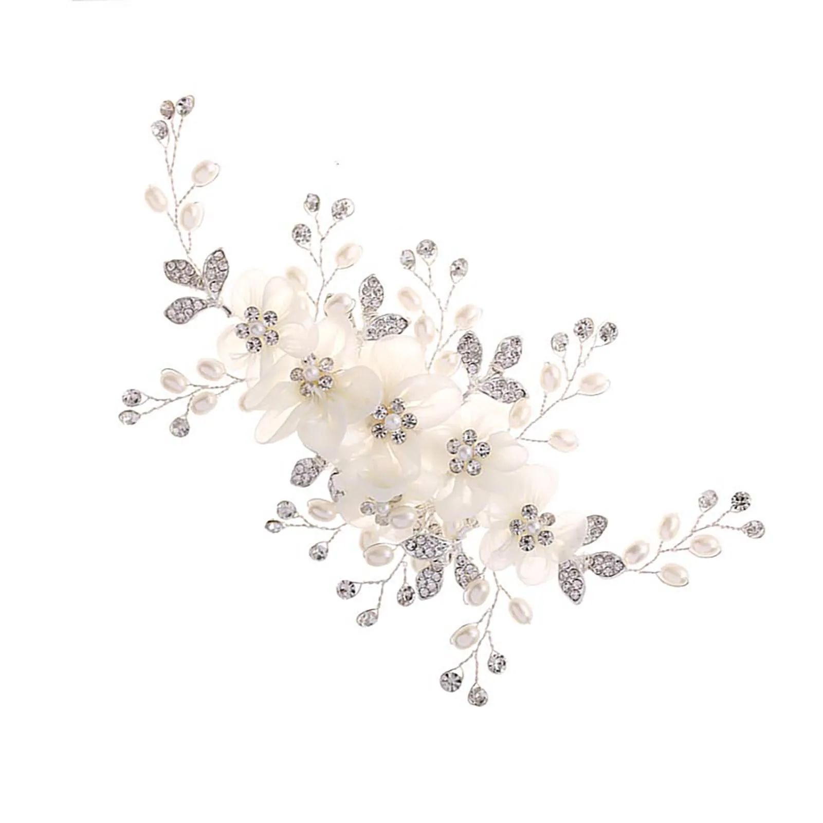 Korean Style Floral Hair Comb Water Diamond Silk Flower Elegant Hairpin For Women Girls Wedding Metal Jewelry Hair Accessories