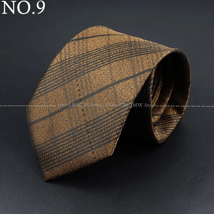 Fashion Woven 8 cm Striped Necktie Wedding Accessories Green Brown Tie Gravatas Man Dot Fit Group Party Office Neck Ties Gift