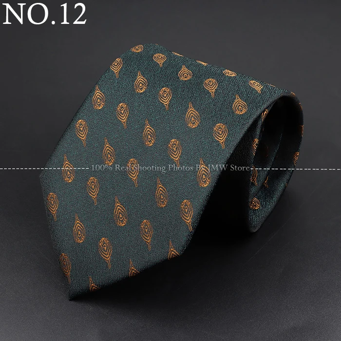Fashion Woven 8 cm Striped Necktie Wedding Accessories Green Brown Tie Gravatas Man Dot Fit Group Party Office Neck Ties Gift