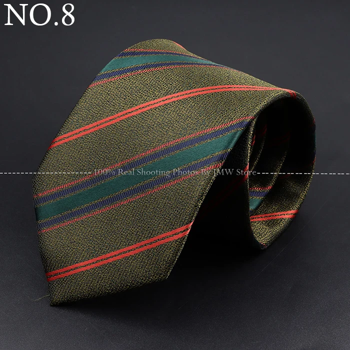 Fashion Woven 8 cm Striped Necktie Wedding Accessories Green Brown Tie Gravatas Man Dot Fit Group Party Office Neck Ties Gift