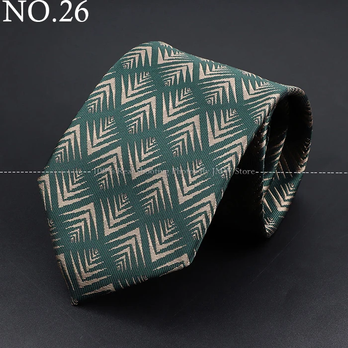 Fashion Woven 8 cm Striped Necktie Wedding Accessories Green Brown Tie Gravatas Man Dot Fit Group Party Office Neck Ties Gift