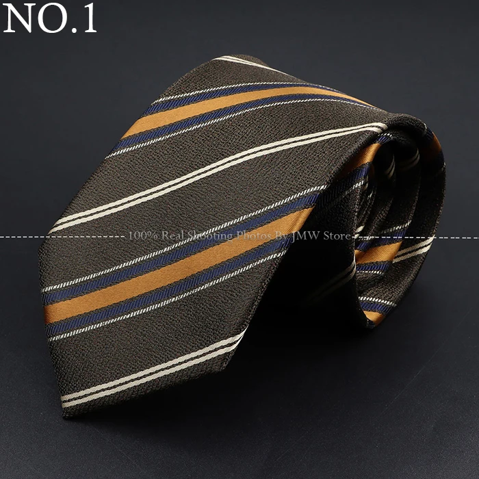 Fashion Woven 8 cm Striped Necktie Wedding Accessories Green Brown Tie Gravatas Man Dot Fit Group Party Office Neck Ties Gift