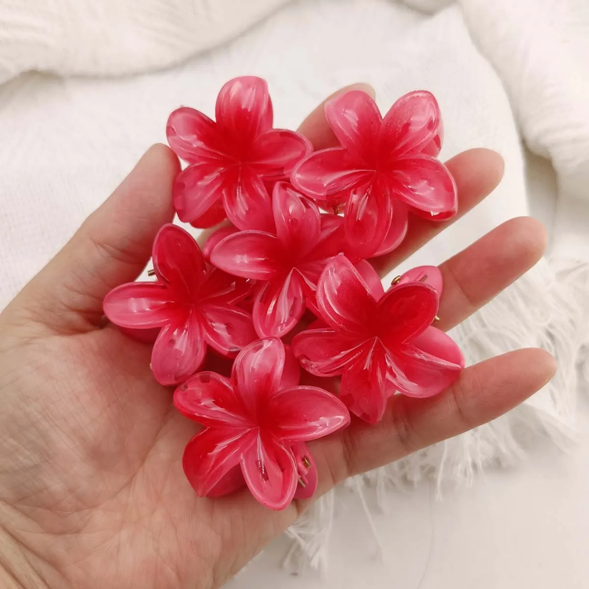 6Pcs Gradient Hair Clips New Flower Hair Claws Small Size Fashion Headwear Hairpin Crab Barrette Hair Accessories for Women