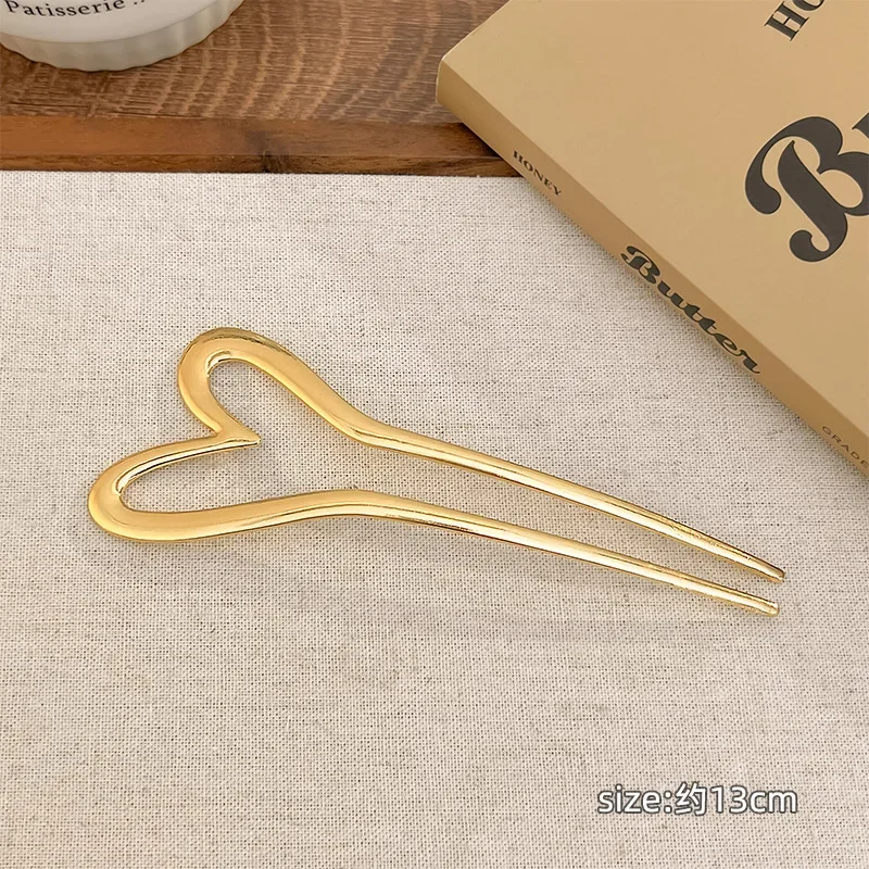 Korean New Hairpin Hair Sticks Heart Geometric Metal Trendy Metal Hair Accessories Headwear Hairstyle For Women Girls Jewelry