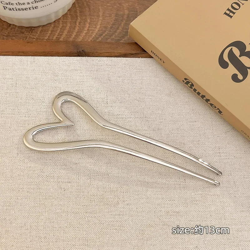 Korean New Hairpin Hair Sticks Heart Geometric Metal Trendy Metal Hair Accessories Headwear Hairstyle For Women Girls Jewelry