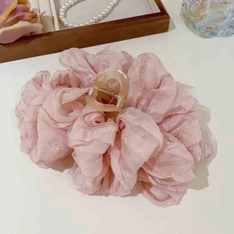Elegant Chiffon Flower Bow Hair Claw For Women Sweet Large Shark Hair Clip Crab Hairpin Hairgrip Headwear Girls Hair Accessories