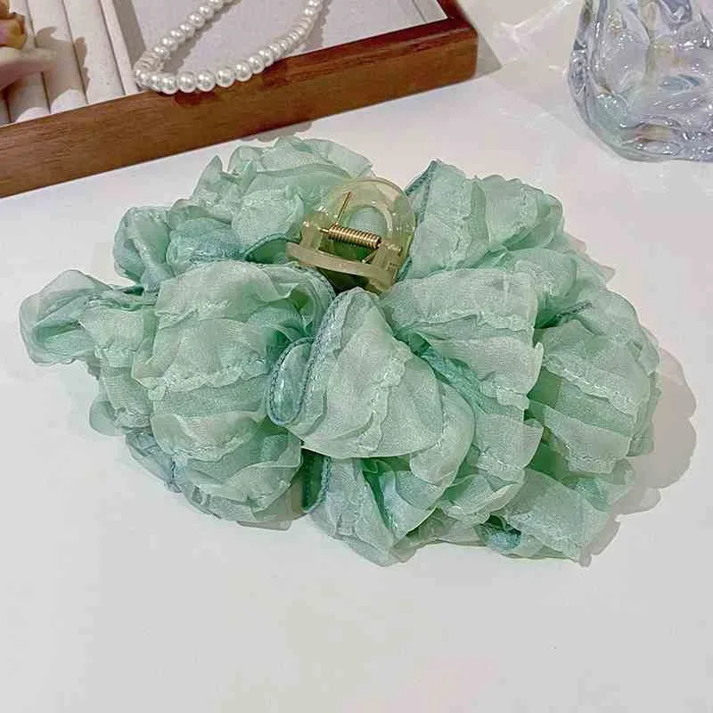 Elegant Chiffon Flower Bow Hair Claw For Women Sweet Large Shark Hair Clip Crab Hairpin Hairgrip Headwear Girls Hair Accessories