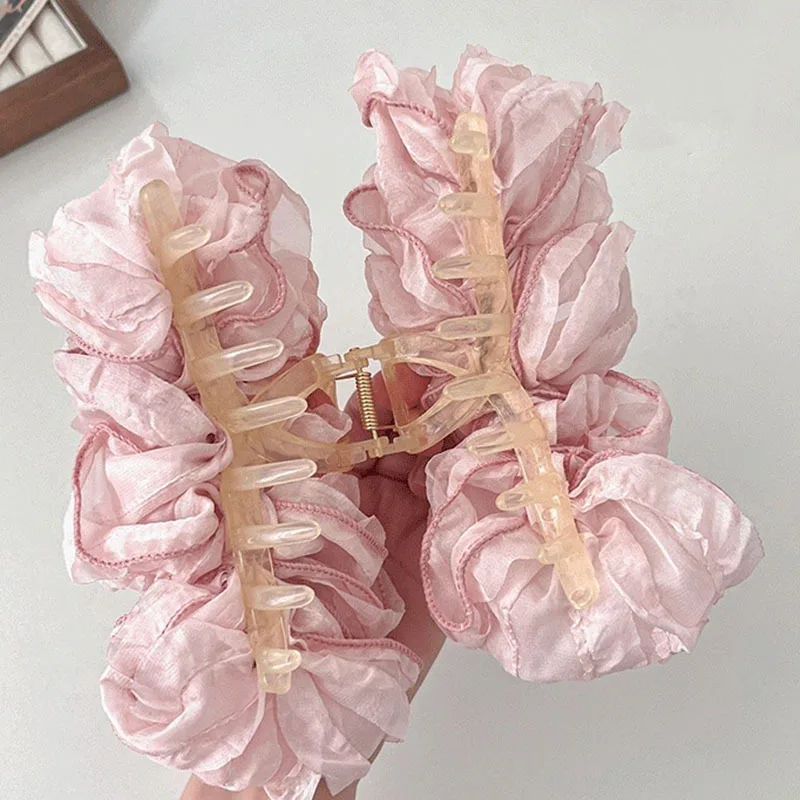 Elegant Chiffon Flower Bow Hair Claw For Women Sweet Large Shark Hair Clip Crab Hairpin Hairgrip Headwear Girls Hair Accessories