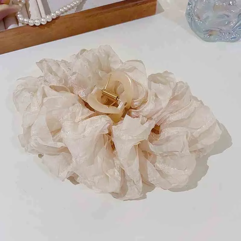 Elegant Chiffon Flower Bow Hair Claw For Women Sweet Large Shark Hair Clip Crab Hairpin Hairgrip Headwear Girls Hair Accessories