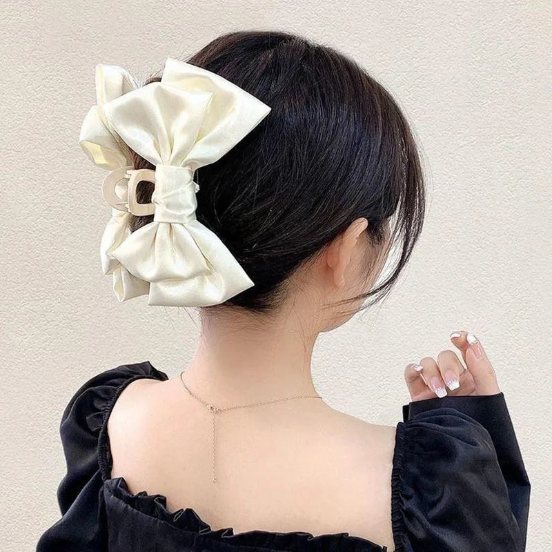 Elegant Chiffon Flower Bow Hair Claw For Women Sweet Large Shark Hair Clip Crab Hairpin Hairgrip Headwear Girls Hair Accessories