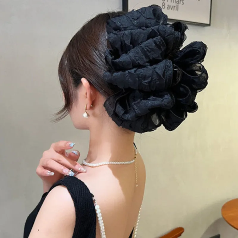 Elegant Chiffon Flower Bow Hair Claw For Women Sweet Large Shark Hair Clip Crab Hairpin Hairgrip Headwear Girls Hair Accessories