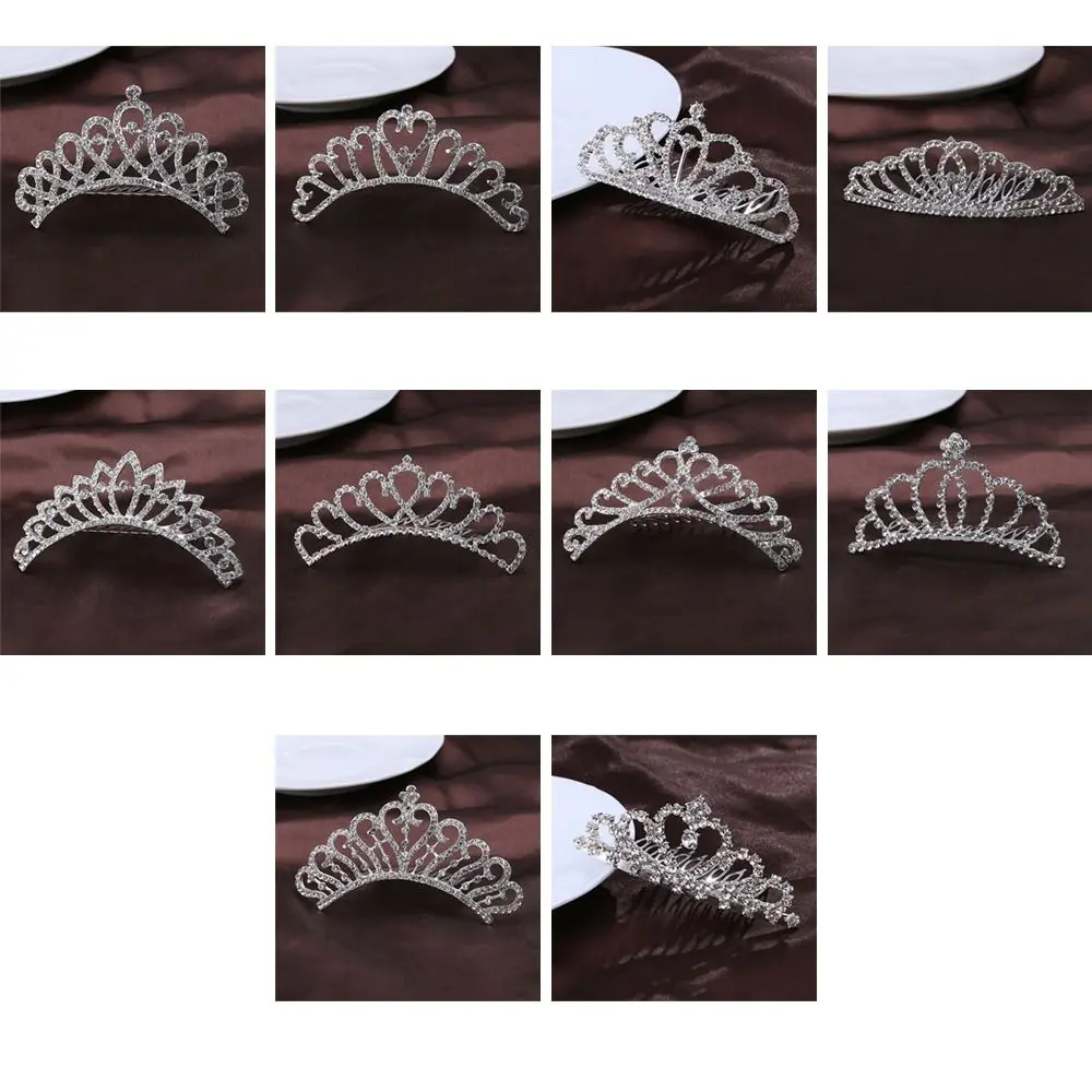 Elegant Princess Crystal Tiaras Birthday Party Crowns Hair Comb Hair Ornaments Crystal Wedding Tiaras Bridal Hair Accessories