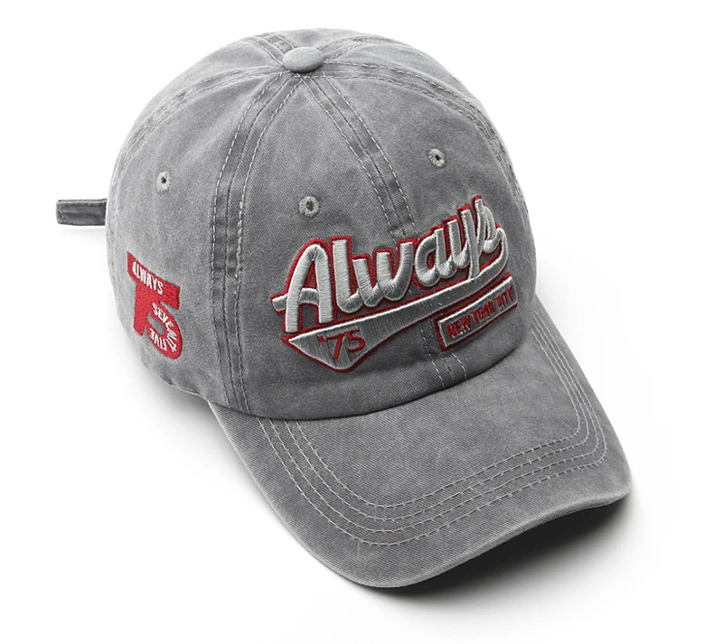2025 Spring/Summer Unisex Cotton Baseball Cap Vintage Washed with Alphabet ALWAYS Embroidery - Hip-Hop Inspired Snapback Design