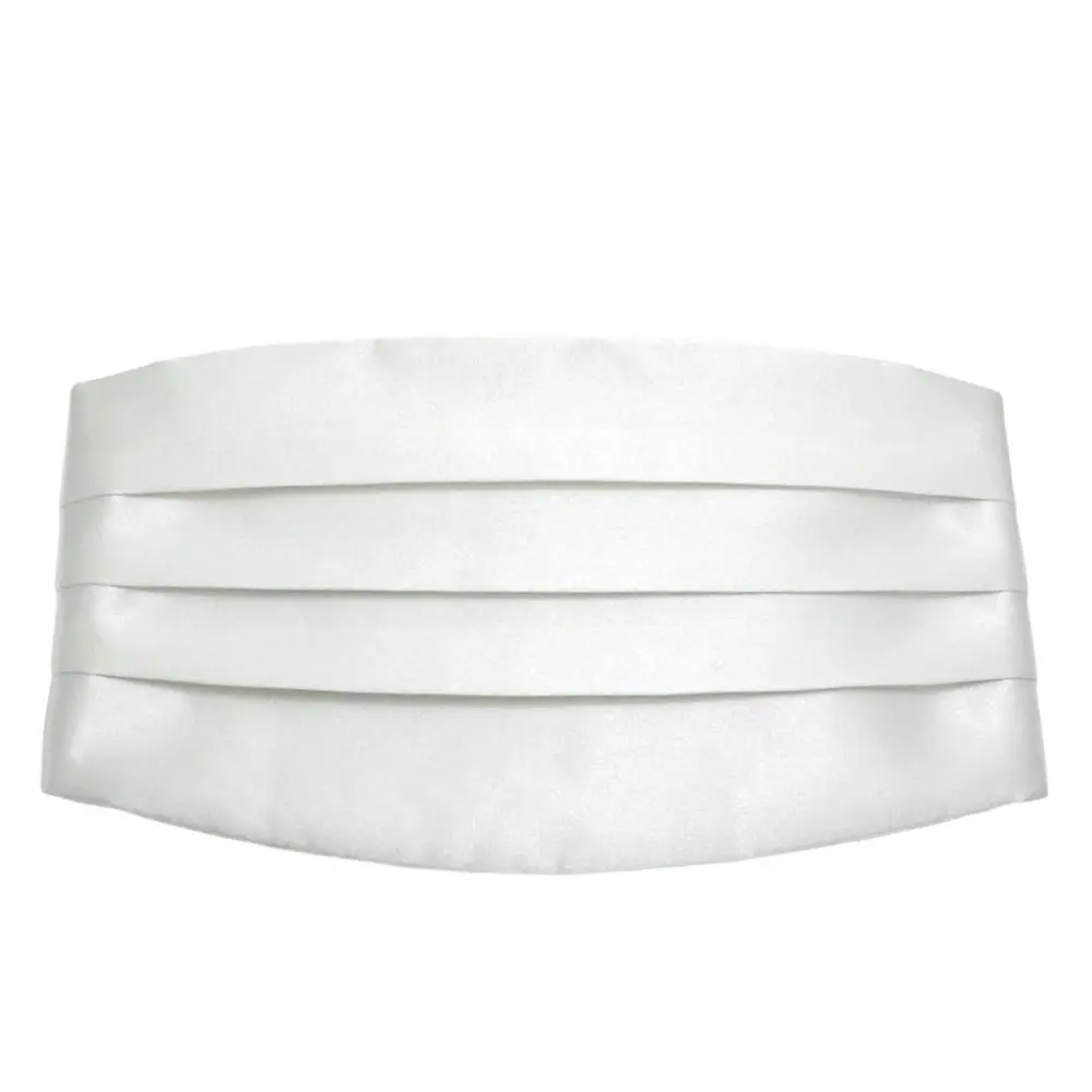 Fashion Wide Silk Satin Tuxedo Cummerbund Elastic Gentleman Pocket Square Belly Band Business Neck Tie Set Compere