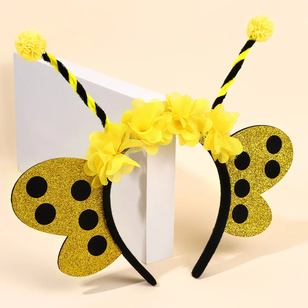 Bee Tentacle Hairband Children's Stage Performance Girl Boy Hair Hoop Cute Bendable Antenna Cosplay Accessories Cartoon Headwear