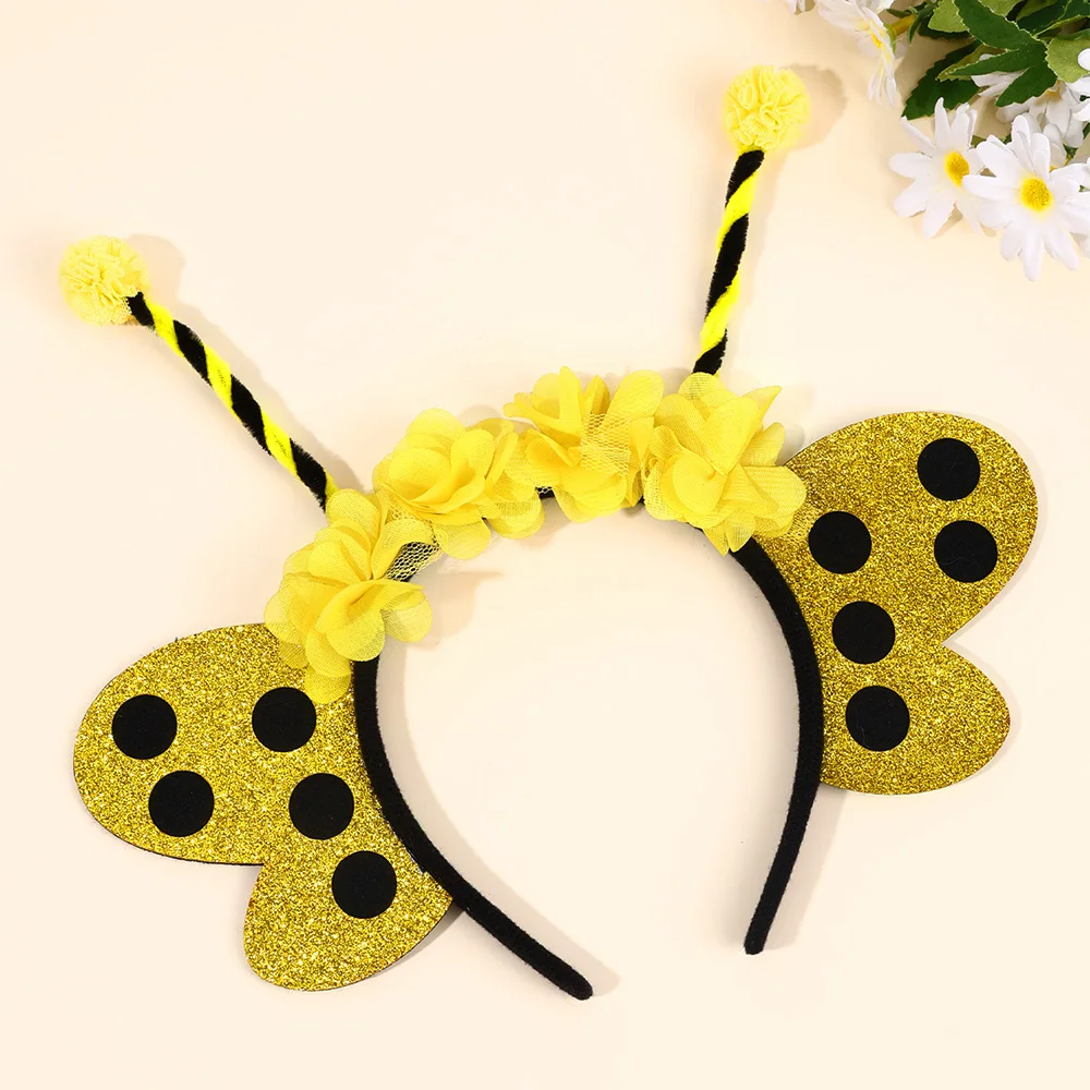 Bee Tentacle Hairband Children's Stage Performance Girl Boy Hair Hoop Cute Bendable Antenna Cosplay Accessories Cartoon Headwear