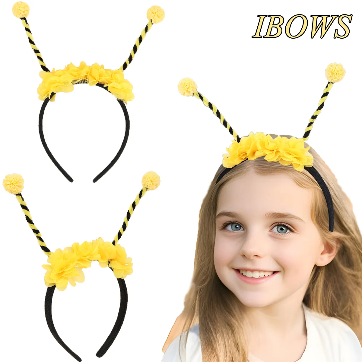 Bee Tentacle Hairband Children's Stage Performance Girl Boy Hair Hoop Cute Bendable Antenna Cosplay Accessories Cartoon Headwear
