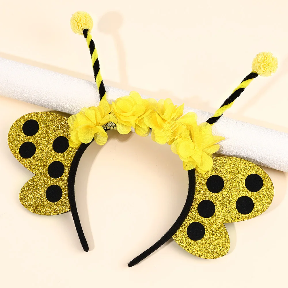 Bee Tentacle Hairband Children's Stage Performance Girl Boy Hair Hoop Cute Bendable Antenna Cosplay Accessories Cartoon Headwear