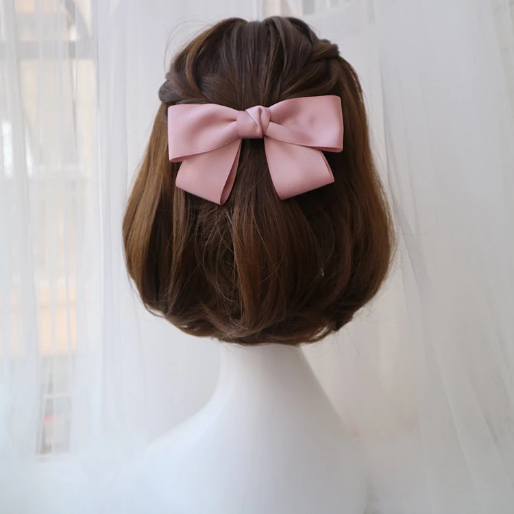 New Fashion Elegant Black Red Barrettes Bow Hair Clip Temperament Hair Bow Ribbon Ponytail Clip For Women Top Hair Accessories