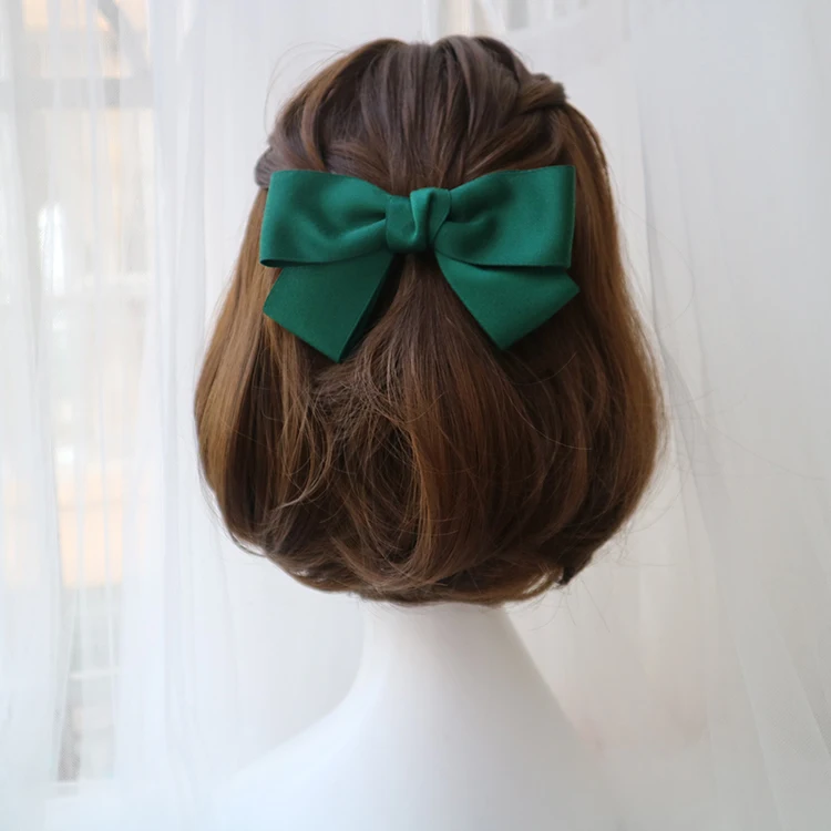 New Fashion Elegant Black Red Barrettes Bow Hair Clip Temperament Hair Bow Ribbon Ponytail Clip For Women Top Hair Accessories