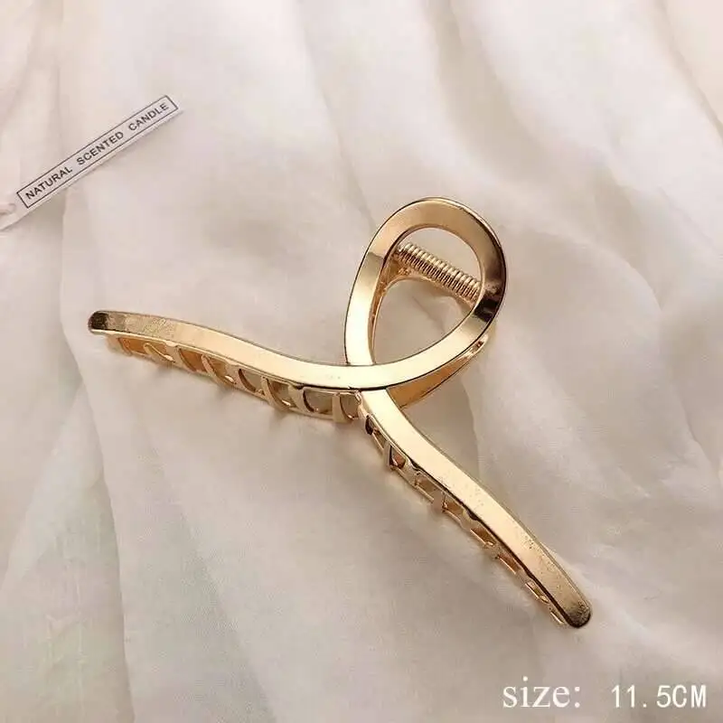 Simple Metal Hollow Out Geometric Claw Ladies Elegant Hair Accessories Cross Crab Bath Clip For Women Fashion Girl Headwear