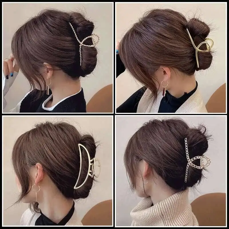 Simple Metal Hollow Out Geometric Claw Ladies Elegant Hair Accessories Cross Crab Bath Clip For Women Fashion Girl Headwear