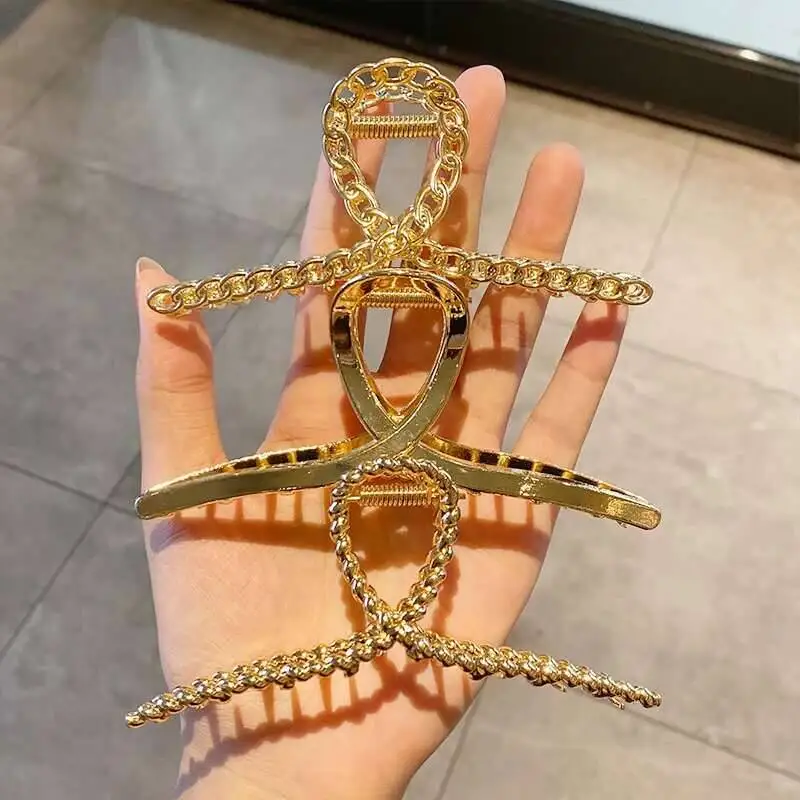 Simple Metal Hollow Out Geometric Claw Ladies Elegant Hair Accessories Cross Crab Bath Clip For Women Fashion Girl Headwear