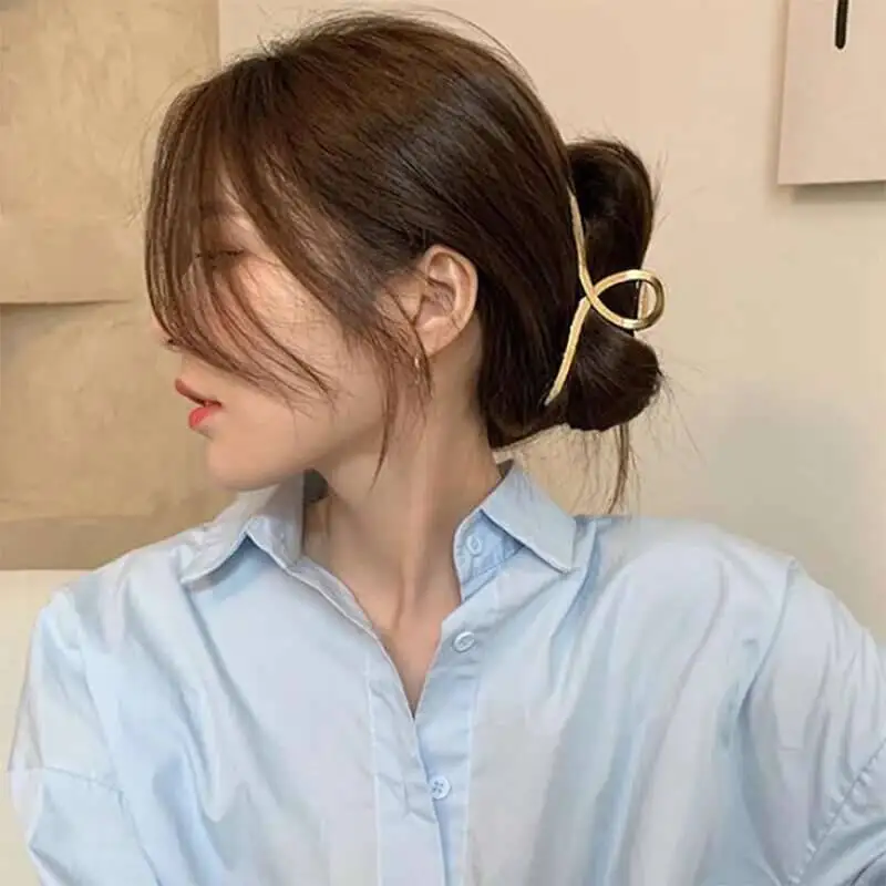 Simple Metal Hollow Out Geometric Claw Ladies Elegant Hair Accessories Cross Crab Bath Clip For Women Fashion Girl Headwear