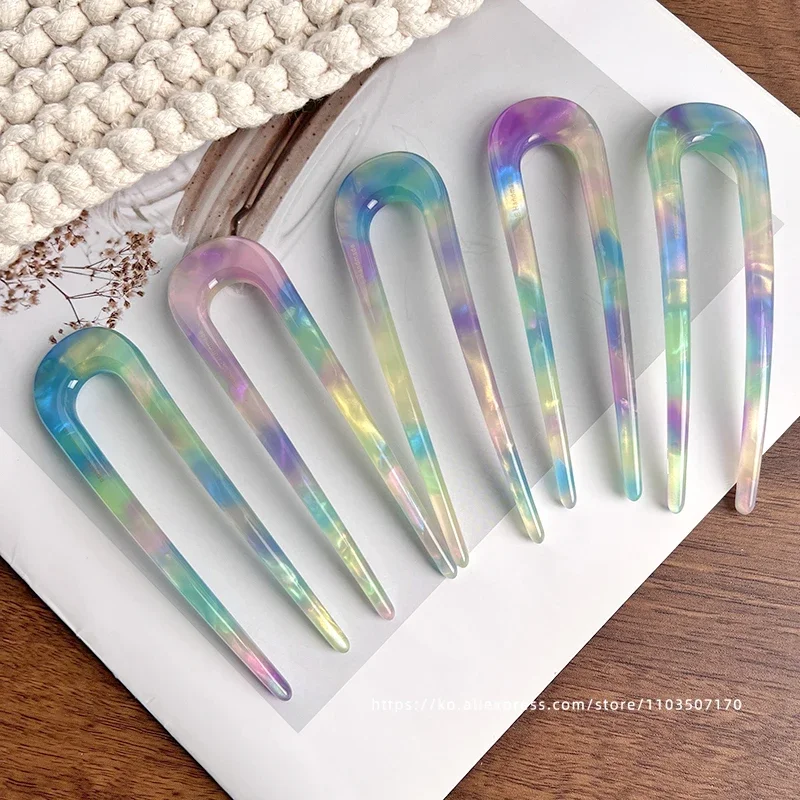 South Korea France Gold Label Blogger Same Small U-shaped Hairpin French Princess Head Maruko Head Flower Bud Hair Insertion