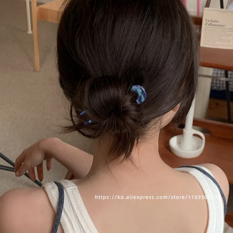 South Korea France Gold Label Blogger Same Small U-shaped Hairpin French Princess Head Maruko Head Flower Bud Hair Insertion