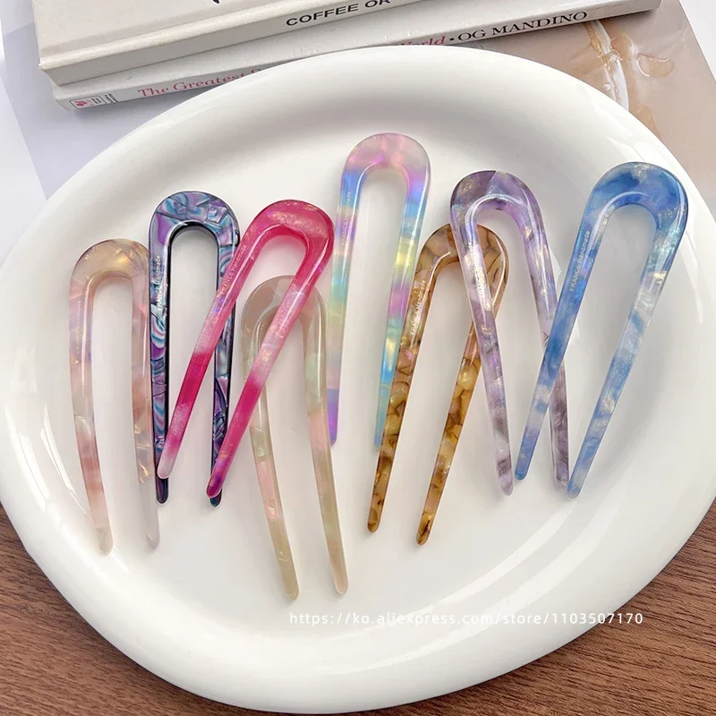South Korea France Gold Label Blogger Same Small U-shaped Hairpin French Princess Head Maruko Head Flower Bud Hair Insertion