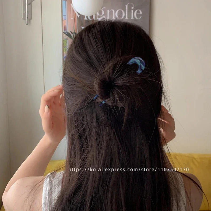 South Korea France Gold Label Blogger Same Small U-shaped Hairpin French Princess Head Maruko Head Flower Bud Hair Insertion
